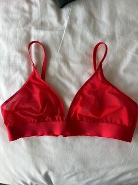Negative Underwear Red Mesh Triangle Bralette | Size 4